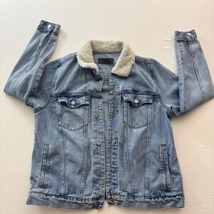 Blank NYC Blue Denim Jacket with Sherpa Lining